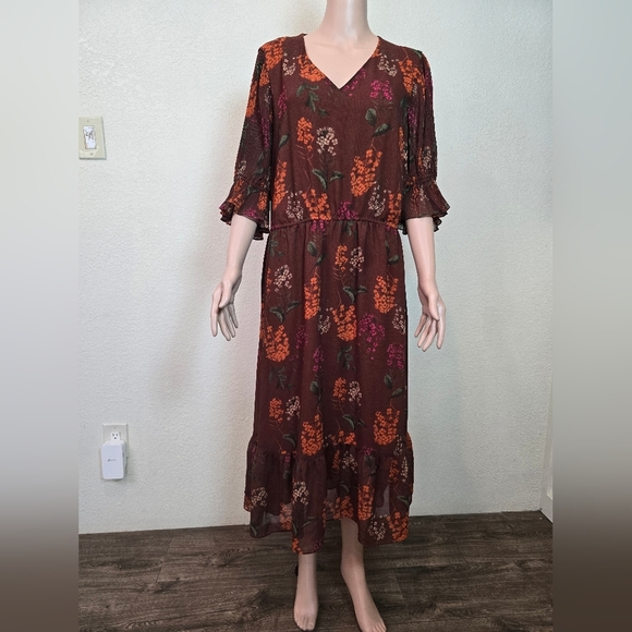 Gibson and Latimer Women’s Brown  Floral Maxi Dress Size XL - Picture 9 of 13